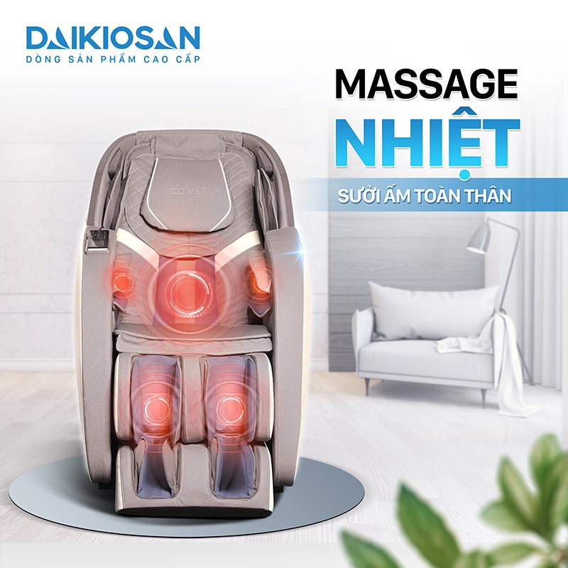 Ghế massage Daikiosan DKGM-20005 đã được nâng cấp, bổ sung chế độ sưởi tại 3 vị trí: thắt lưng, chân, tay